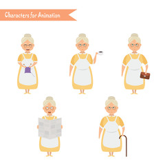 Funny Grandmother housewife cartoon.