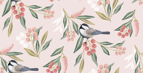 Vector illustration of a seamless floral pattern in spring for Wedding, anniversary, birthday and party. Design for banner, poster, card, invitation and scrapbook 				