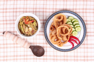 Green chili dip as  Nam Prik Num served side dish.