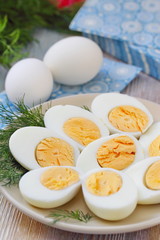 Boiled eggs on the plate