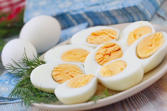 Boiled eggs on the plate