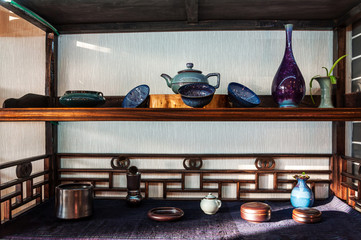 ceramic bottle on the shelf