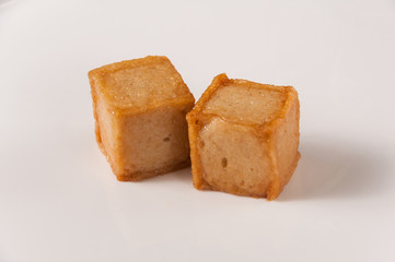 fish tofu on white background