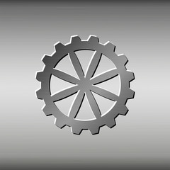 Wheel Gear Icon, Metalline