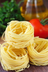 Spaghetti nest prepared for cooking