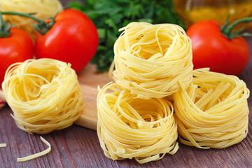 Spaghetti nest prepared for cooking