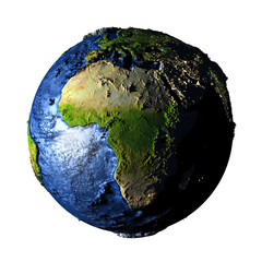 Fototapeta premium Africa on Earth isolated on white