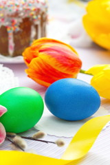 Easter cake and eggs