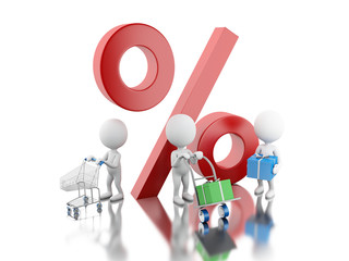 3D White people with percentage symbol.