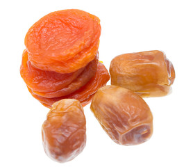 Dried apricots on a white background