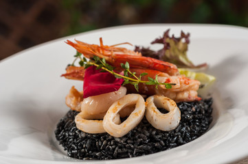 red prawn squid ink rice