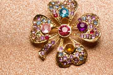 Golden Flower Shaped Brooch