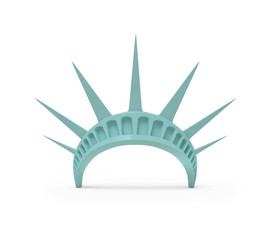 Crown of the Statue of Liberty. 3d render on white background