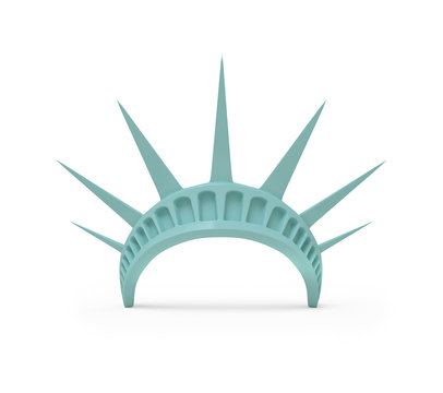 Crown Of The Statue Of Liberty. 3d Render On White Background