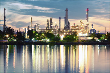 Oil refinery at twilight
