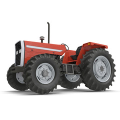Retro Tractor on white. 3D illustration