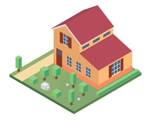 Modern Isometric House Illustration, Suitable for Diagrams, Infographics, Game, Map, Illustration, And Other Graphic Related Assets