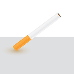 Cigarette with shadow on white and grey background, vector illustration icon