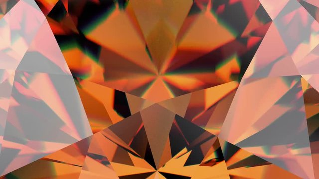 Luxury gemstone sparkling topaz looped. Colorful kaleidoscope seamless loop background. Shiny rotating precious stone.