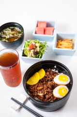 Steamed Rice with Red-Cooked Pork