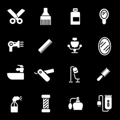 Vector white barber icons set