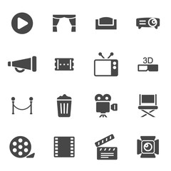 Vector black cinema icons set
