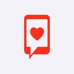 phone with hearts on the screen icon stock vector illustration flat design