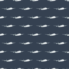Pattern aircraft on dark blue background seamless texture