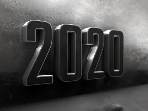 2020 new year 3D rendered with dept of field