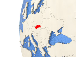 Slovakia on 3D globe