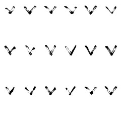 Hand-drawn grunge pattern with a dry brush using black ink. Seamless pattern made of geometric shapes, strokes and spots. Vector background can be used in printing, fabric, packaging, fashion, wraping