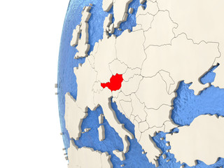 Austria on 3D globe