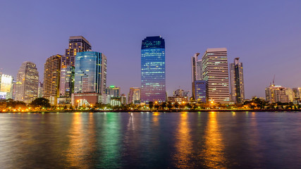 Fototapeta na wymiar City downtown at night, Bangkok,Thailand