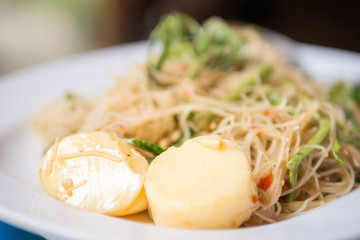 Sui Rapporteur (Thai noodle) with tofu, Thai food