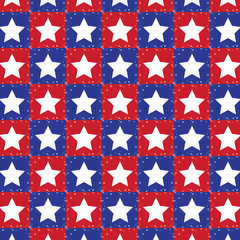 seamless pattern in red and blue with white stars