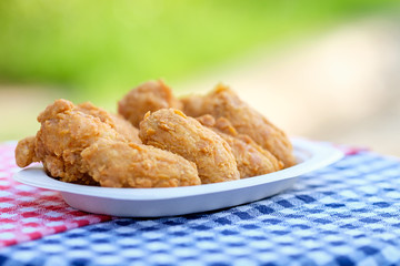 A plate of fresh, hot, crispy fried chicken