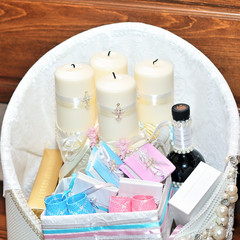 Candles during orthodox christening baptism.