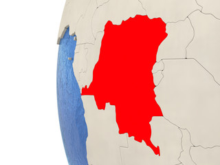 Democratic Republic of Congo on 3D globe