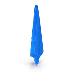 Hanging Blue Washcloth isolated on white. 3D illustration