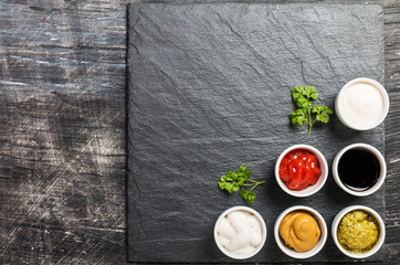 bowls of various dip sauces
