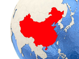 China on 3D globe