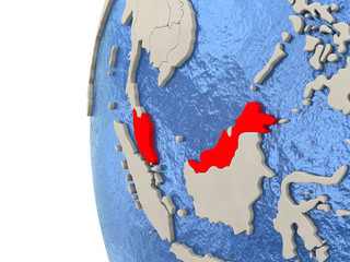 Malaysia on 3D globe