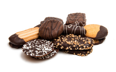 Cookies in chocolate isolated