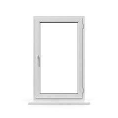 One door plastic window isolated on white. 3D illustration