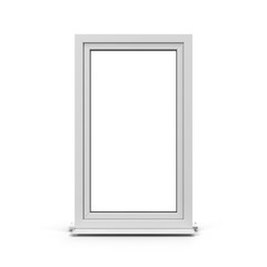 One door plastic window isolated on white. 3D illustration