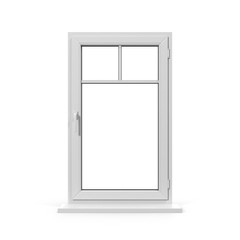 One door plastic window isolated on white. 3D illustration