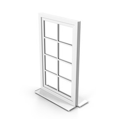 One door plastic window isolated on white. 3D illustration