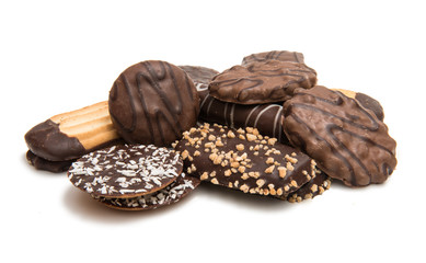 Cookies in chocolate isolated