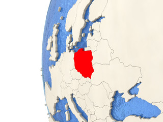 Obraz premium Poland on 3D globe