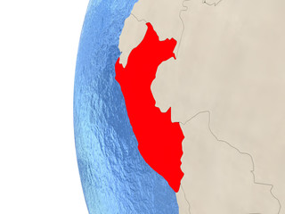 Peru on 3D globe